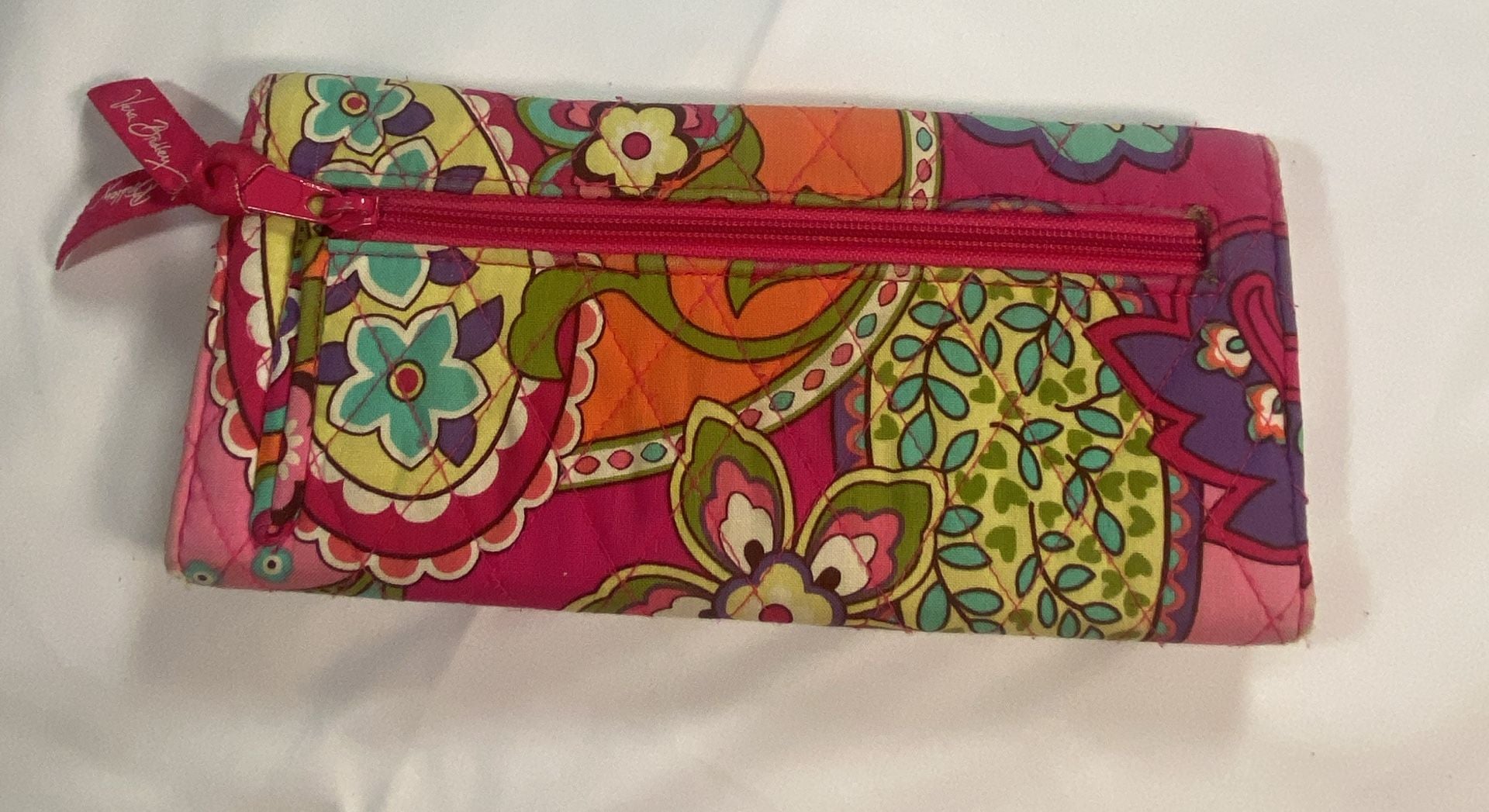 Vera Bradley Quilted Cotton Trifold Wallet in Pink Swirls Pattern 3