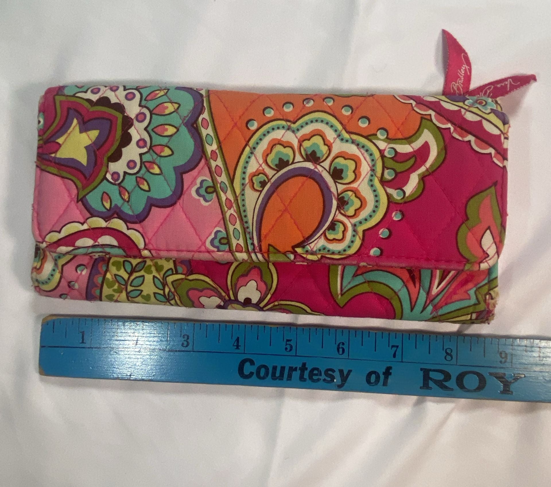 Vera Bradley Quilted Cotton Trifold Wallet in Pink Swirls Pattern 5