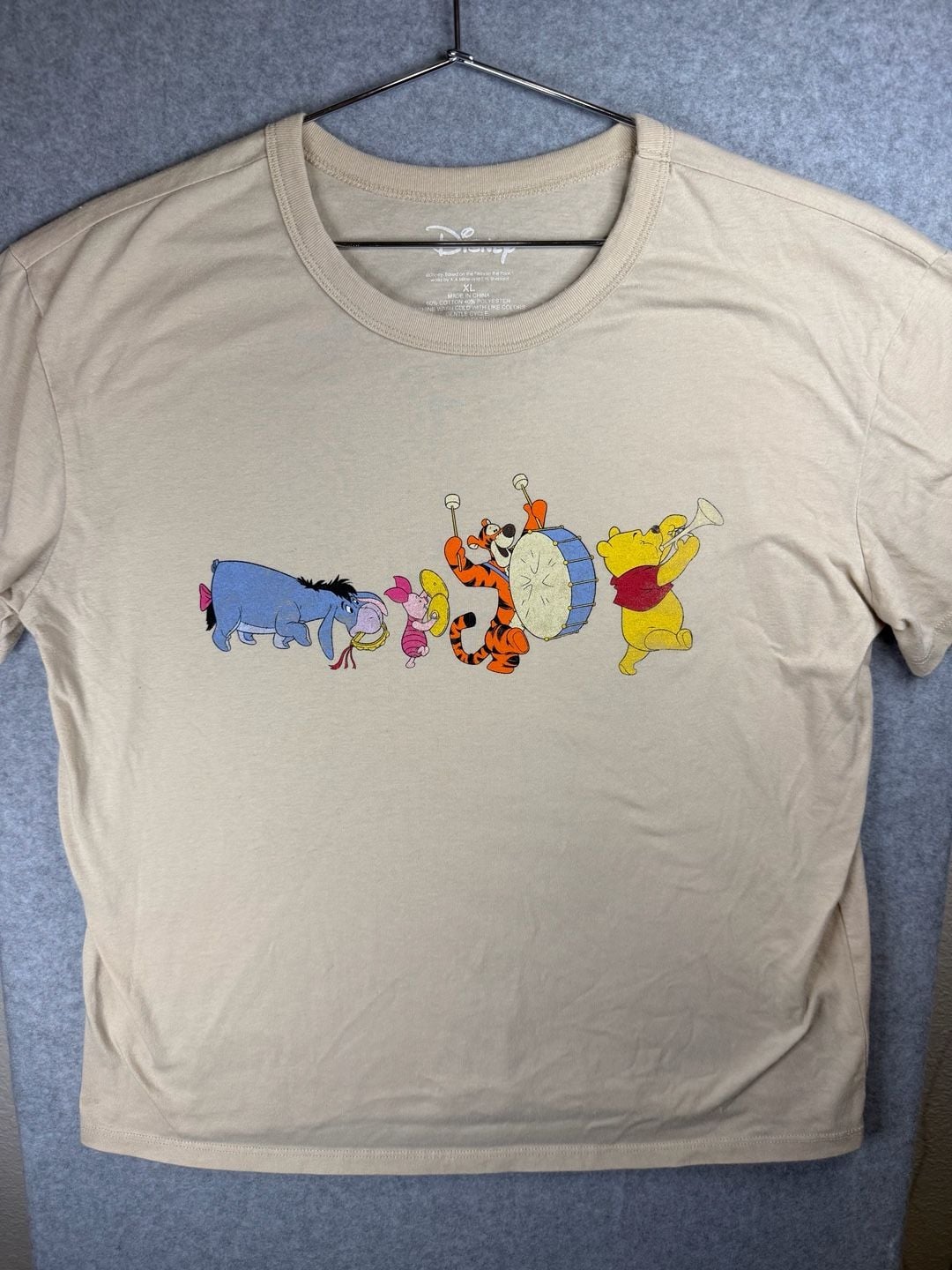 Disney Winnie the Pooh Eeyore Piglet Tigger Graphic Tan T-Shirt XL 1