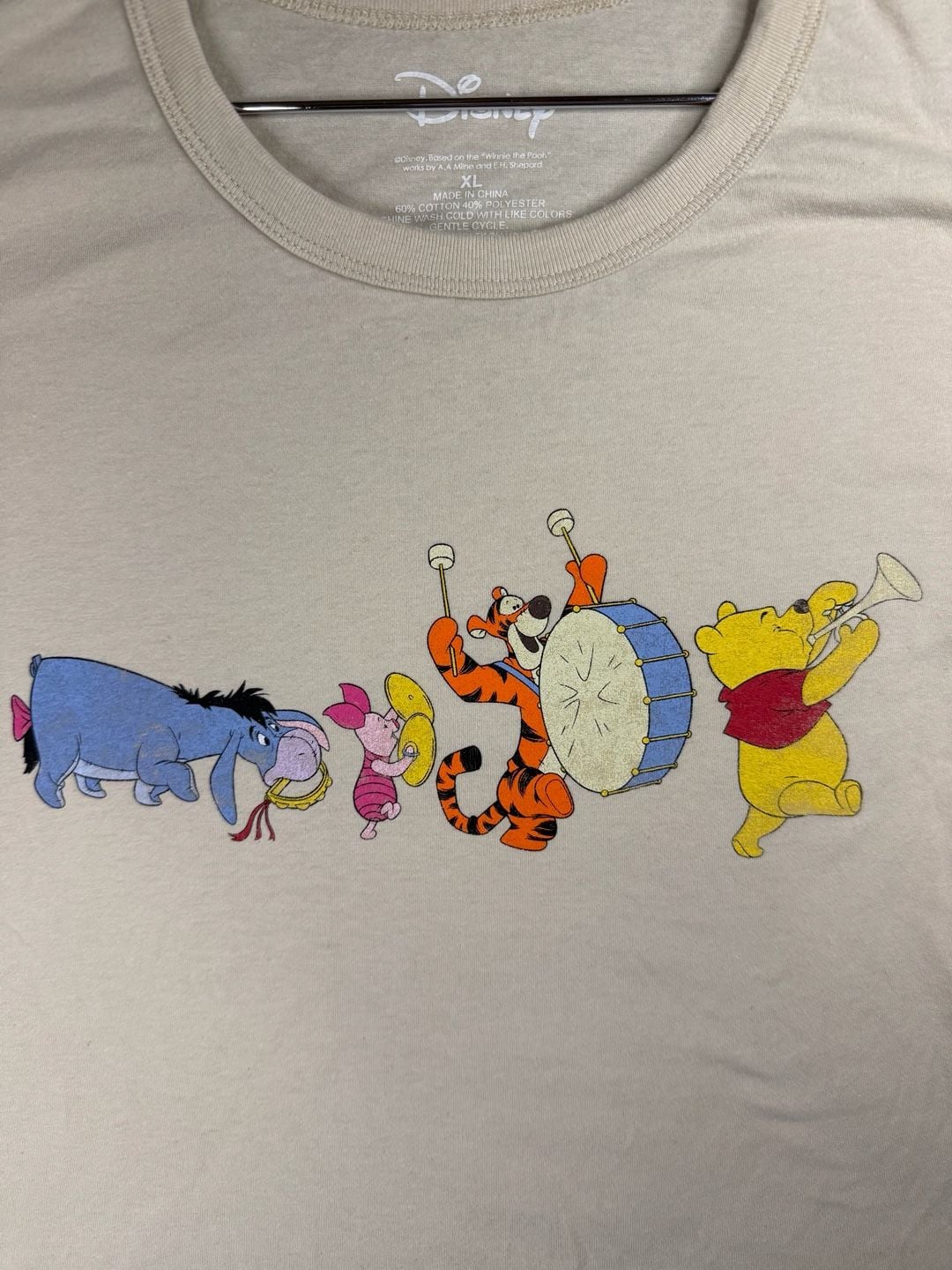 Disney Winnie the Pooh Eeyore Piglet Tigger Graphic Tan T-Shirt XL 2
