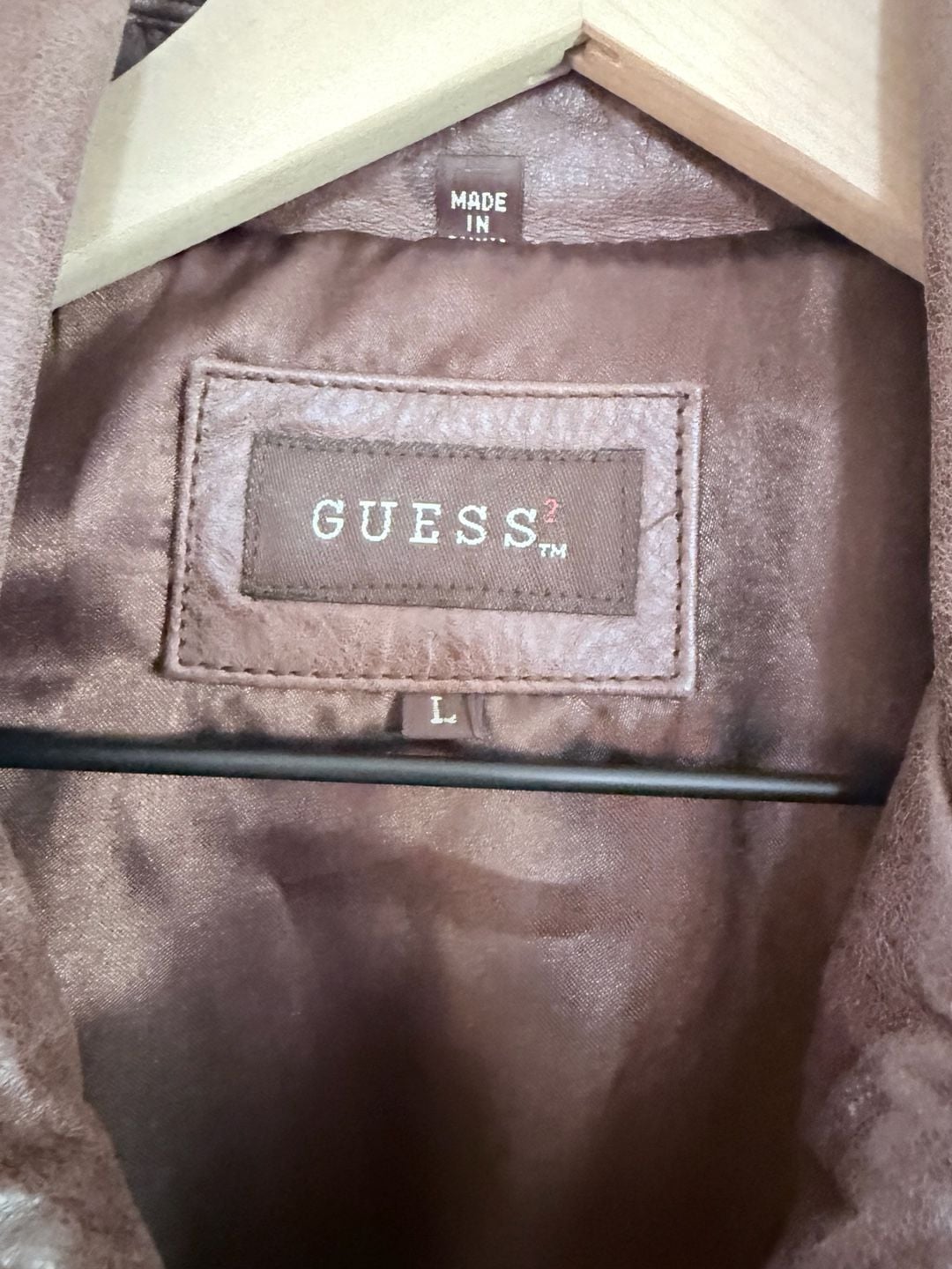Guess Brown Genuine Leather Zip Front Jacket 4