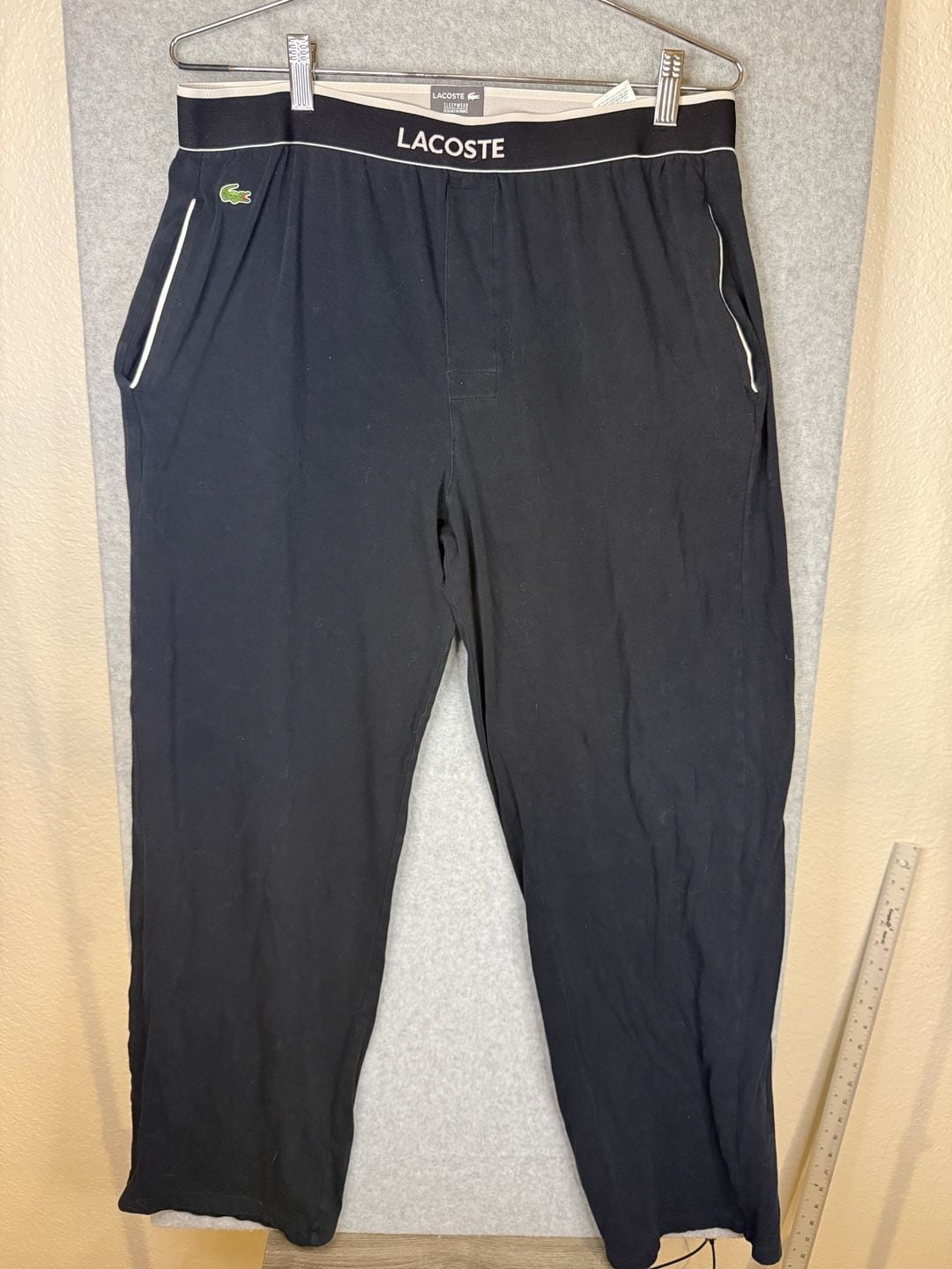Lacoste Men's Black Sleepwear Pull-On Pants with Contrast Waistband Size XL 2