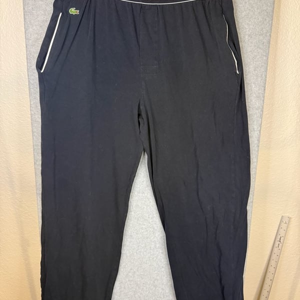 Lacoste Men's Black Sleepwear Pull-On Pants with Contrast Waistband Size XL