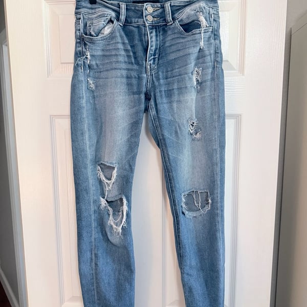 Flying Monkey Mid Rise Skinny Distressed Ripped Jeans Style Y3685L Size 28