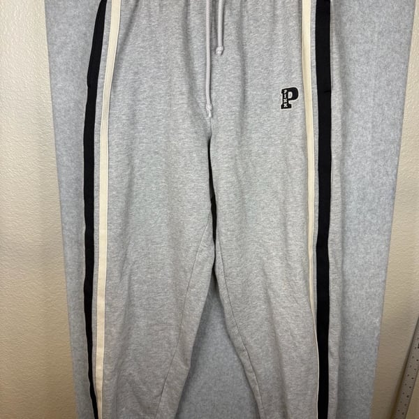 PINK Victoria's Secret Grey Fleece Joggers Sweatpants with Side Stripe