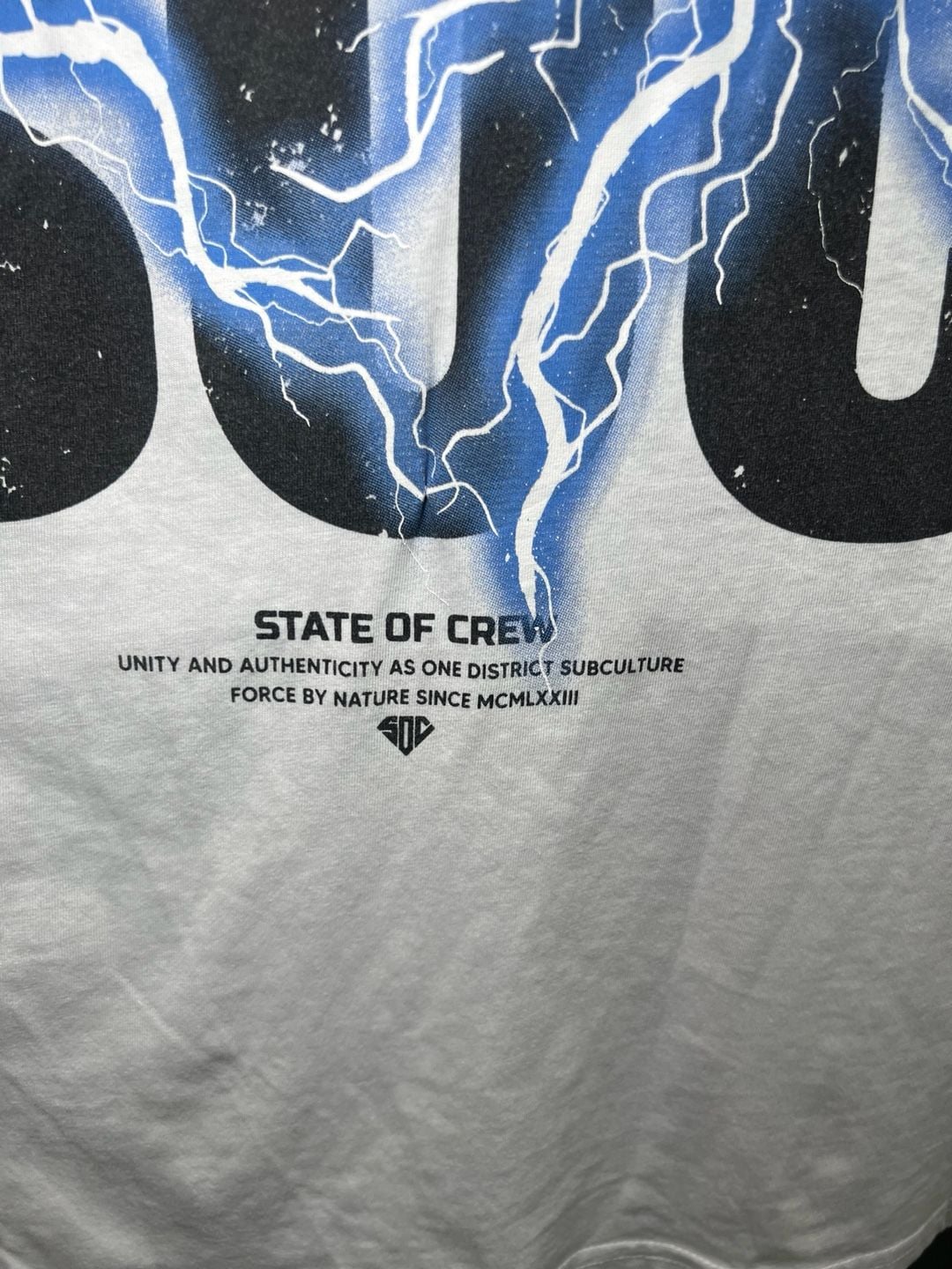 State of Crew White Grim Reaper Lightning Graphic T-Shirt Size XL 4