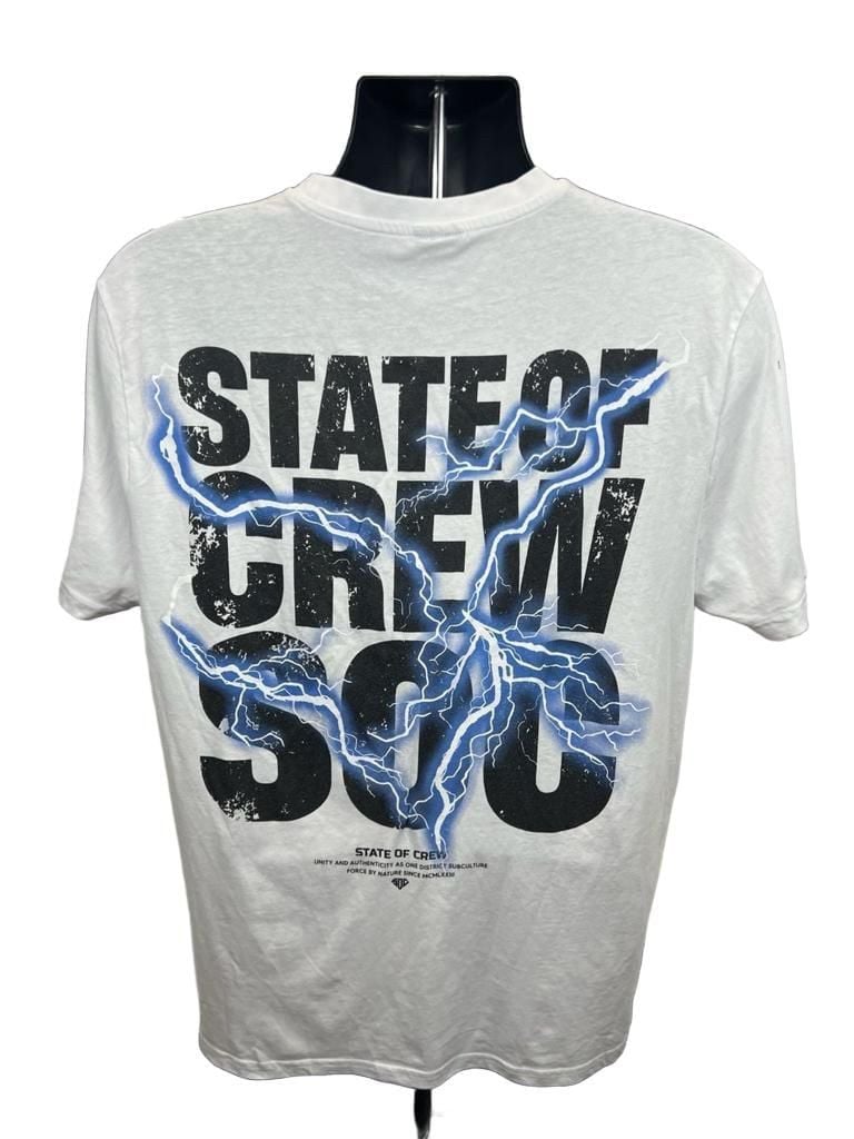 State of Crew White Grim Reaper Lightning Graphic T-Shirt Size XL 3