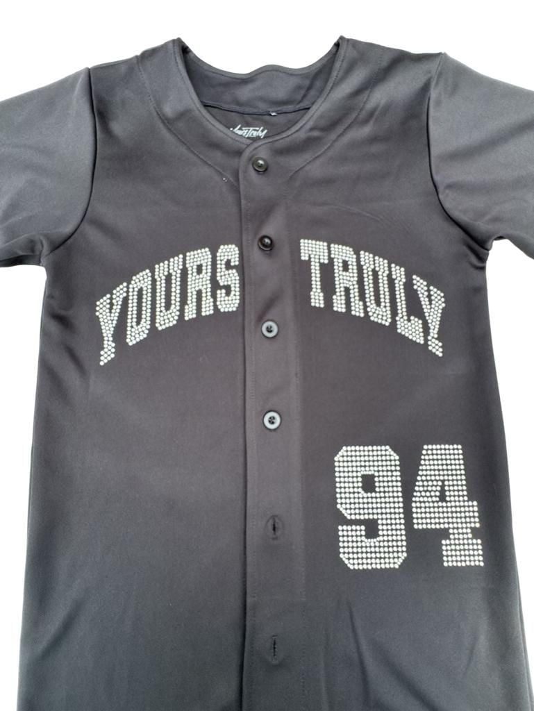 Yours Truly Rhinestone Baseball Jersey Black Size S 2