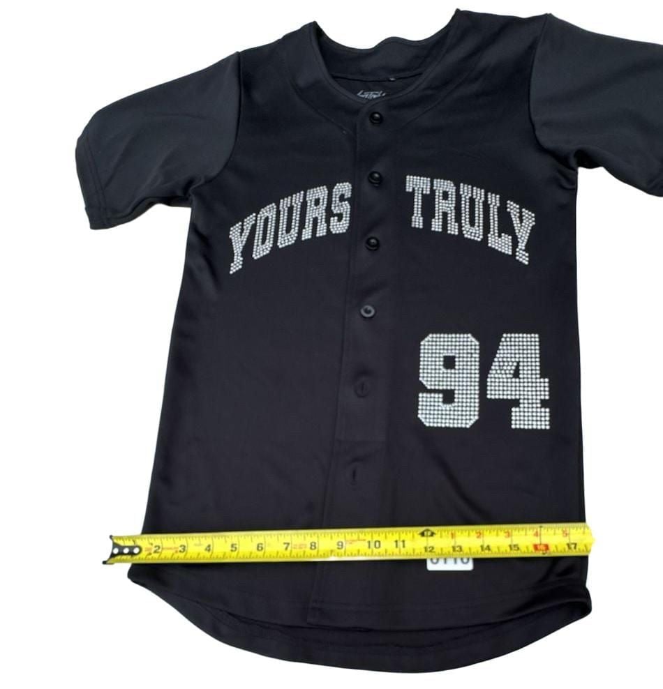 Yours Truly Rhinestone Baseball Jersey Black Size S 3