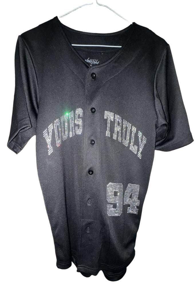 Yours Truly Rhinestone Baseball Jersey Black Size S 5