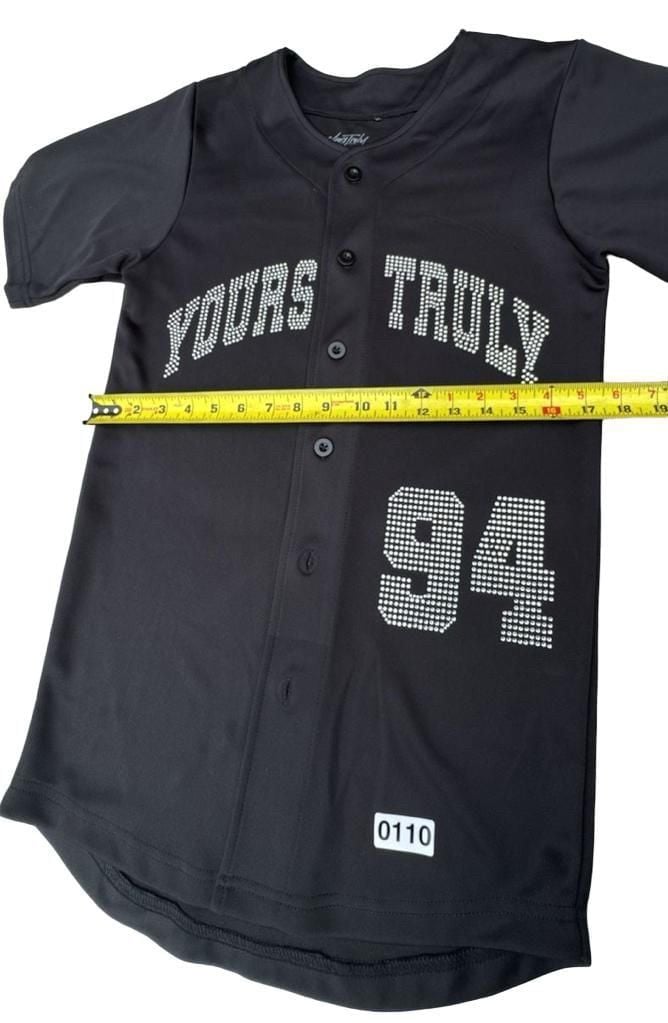 Yours Truly Rhinestone Baseball Jersey Black Size S 4