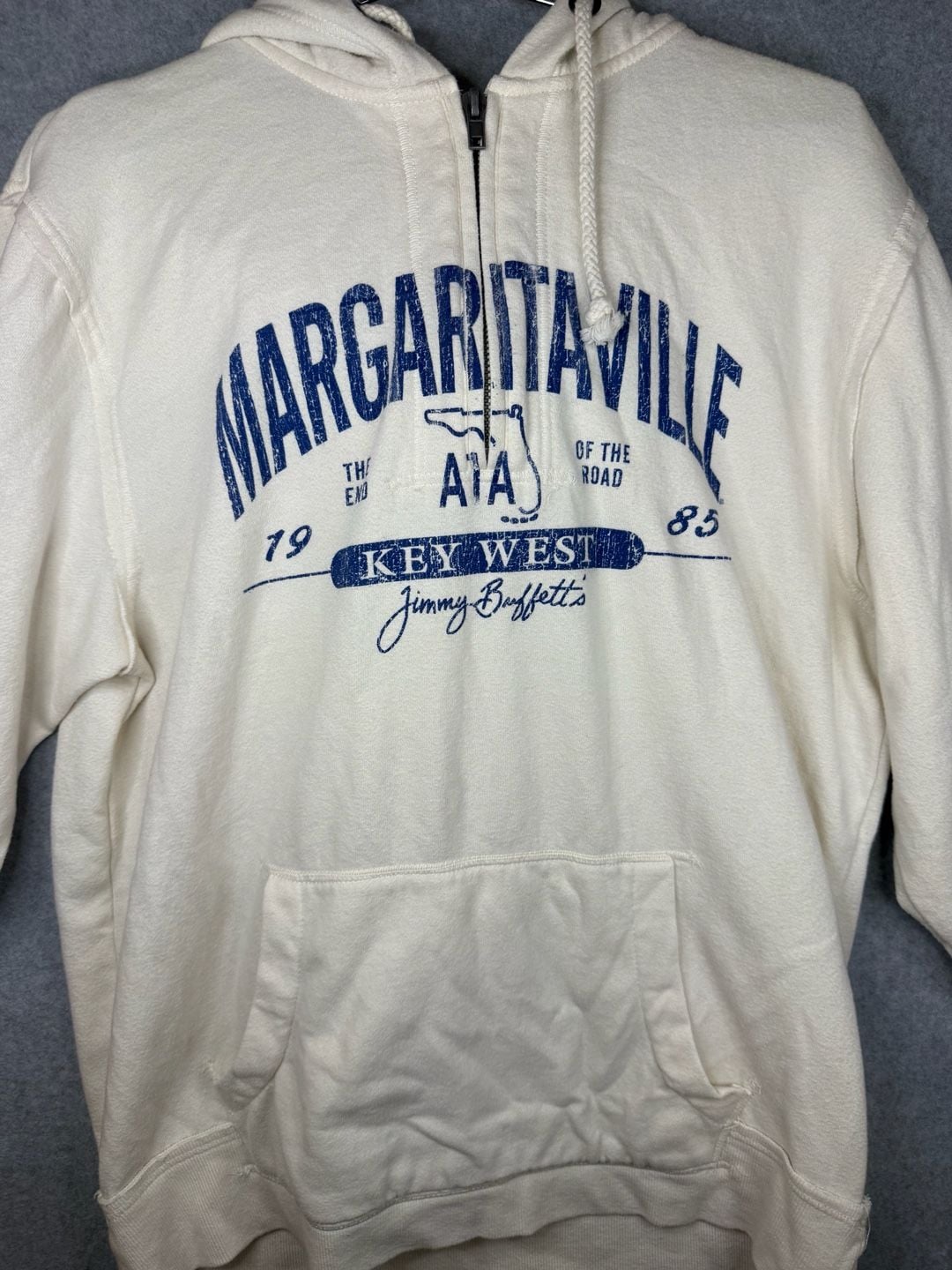 Margaritaville Key West Jimmy Buffett Florida Quarter Zip Hoodie Cream 4