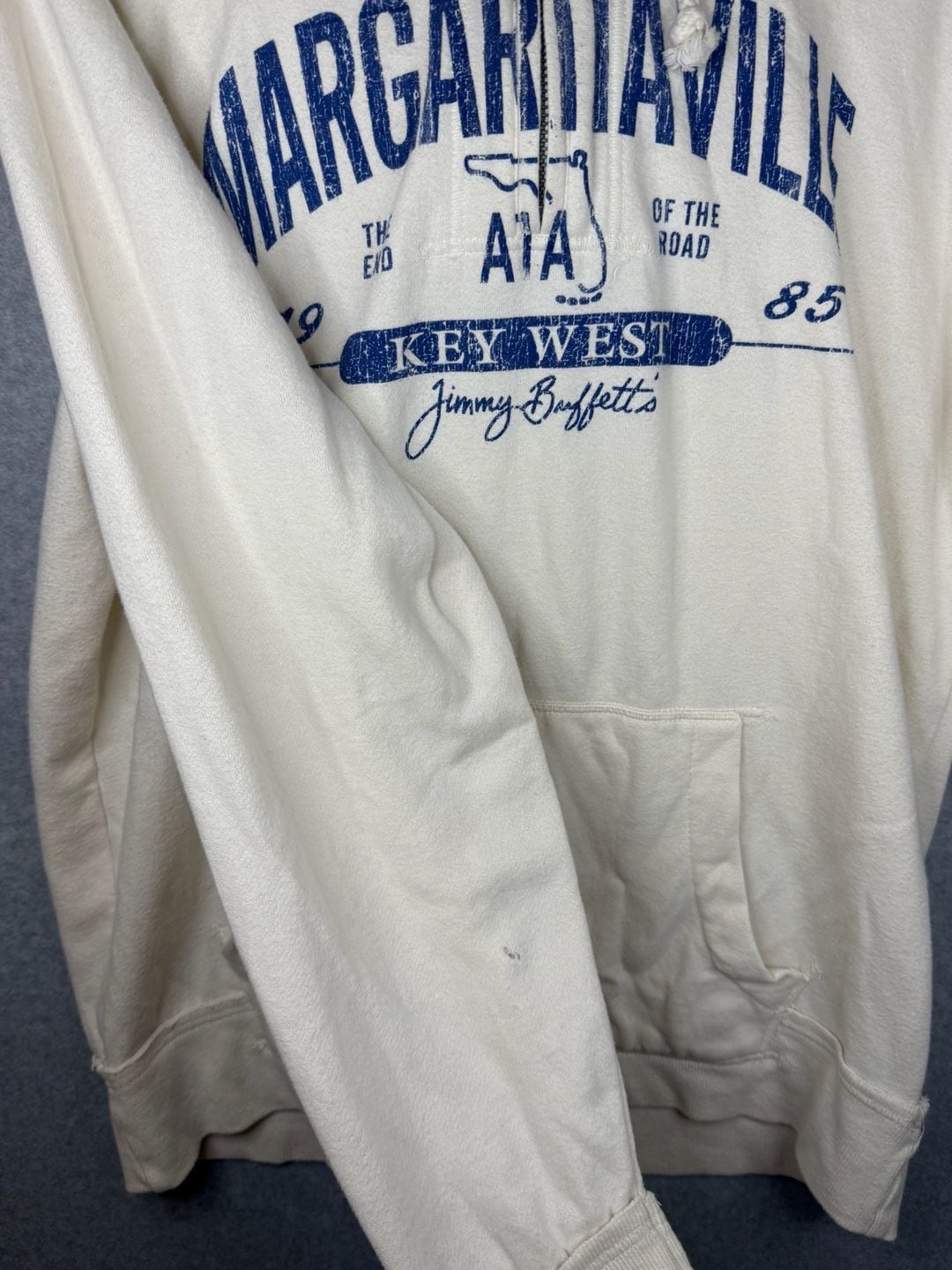 Margaritaville Key West Jimmy Buffett Florida Quarter Zip Hoodie Cream 7
