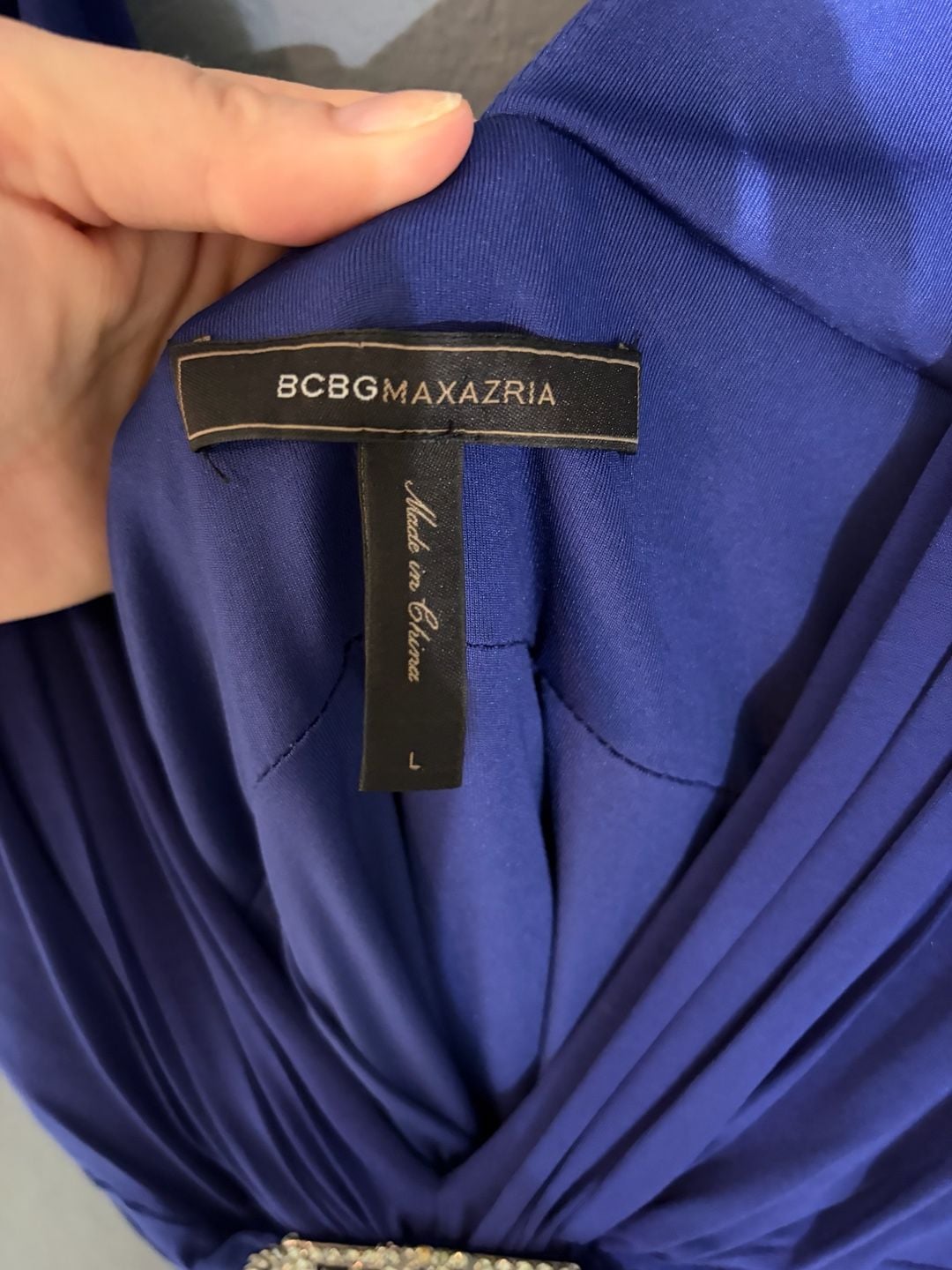 BCBGMaxAzria Royal Blue Sleeveless Embellished Long Evening Formal Dress 4