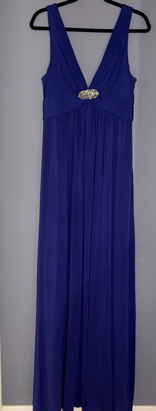 BCBGMaxAzria Royal Blue Sleeveless Embellished Long Evening Formal Dress 3