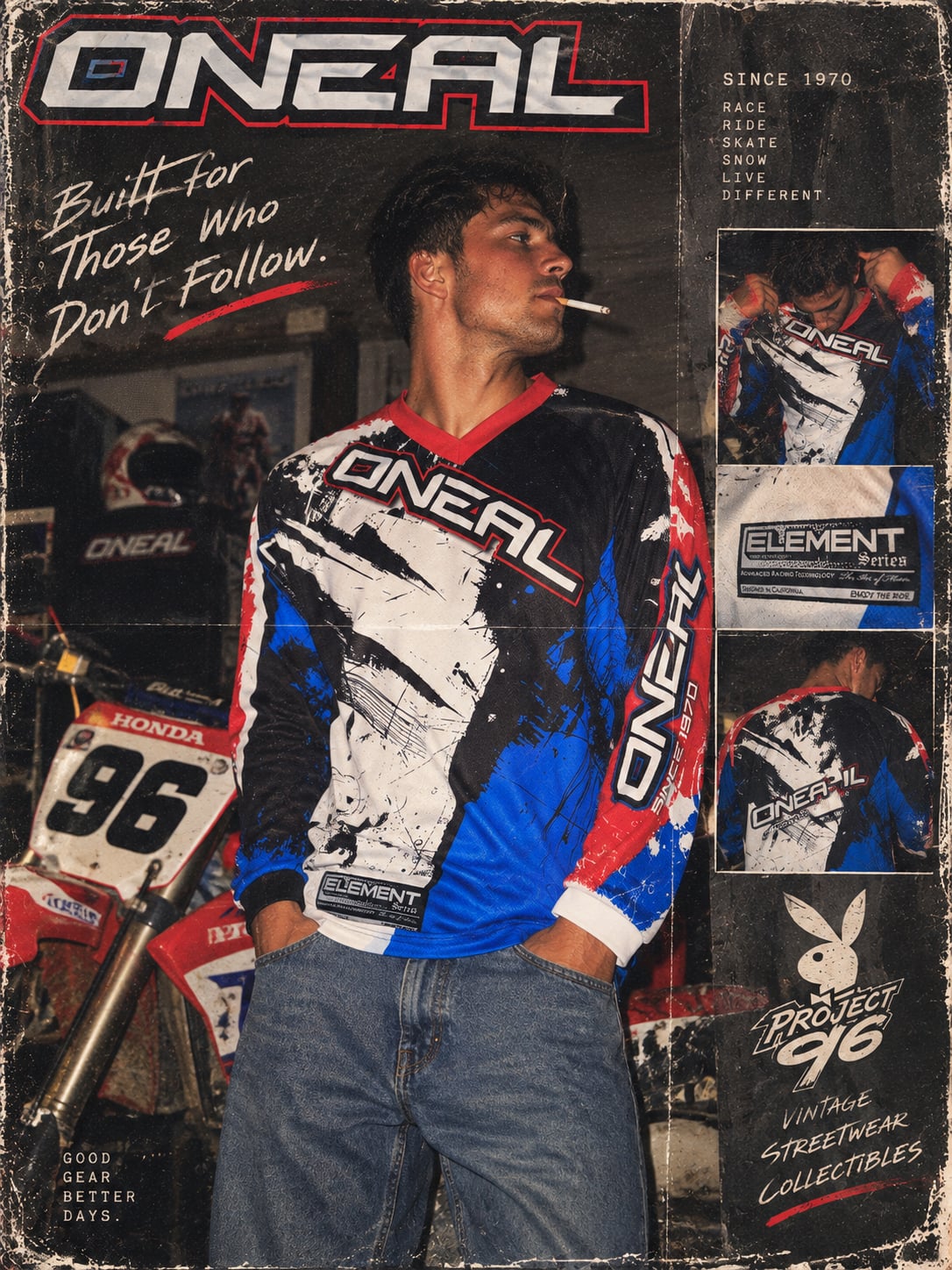 O'Neal Element Series Shocker Motocross Jersey Red Black Blue 2