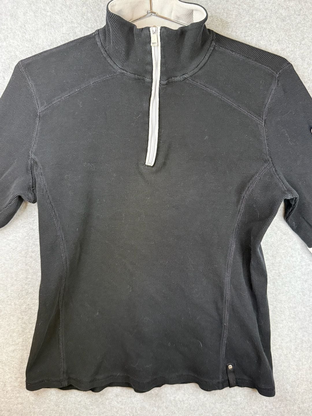 Lauren Ralph Lauren Black Ribbed Thermal Quarter Zip Pullover With Contrast Trim 2