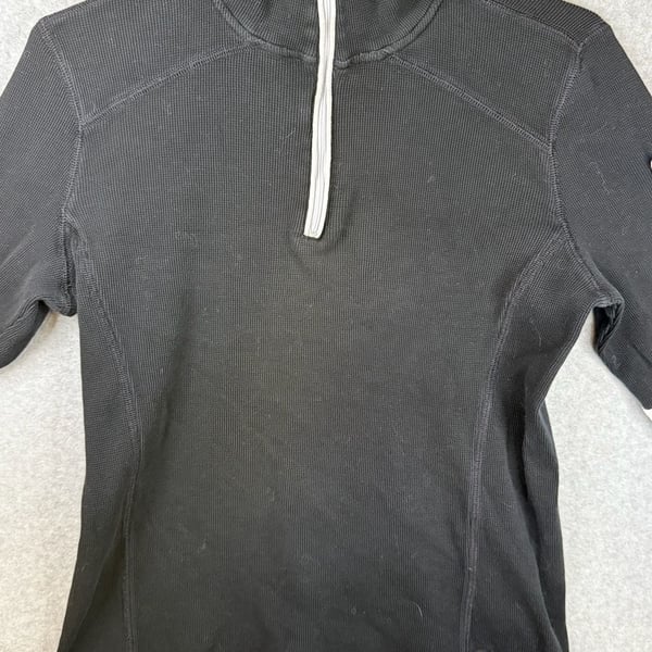 Lauren Ralph Lauren Black Ribbed Thermal Quarter Zip Pullover With Contrast Trim