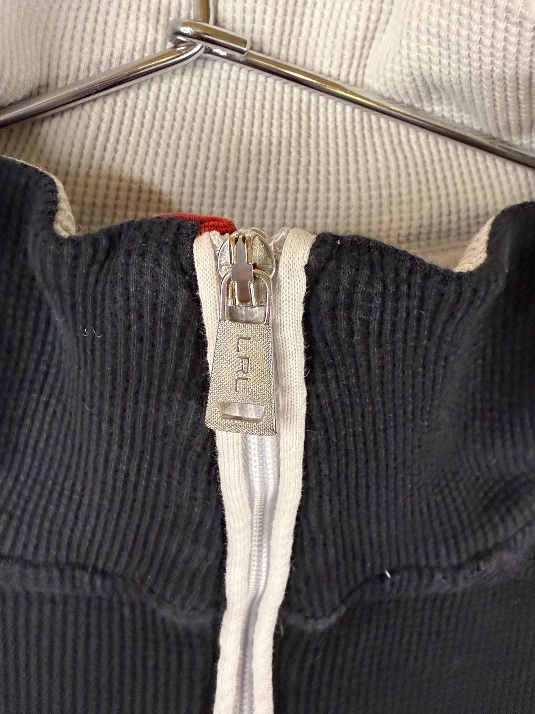 Lauren Ralph Lauren Black Ribbed Thermal Quarter Zip Pullover With Contrast Trim 6