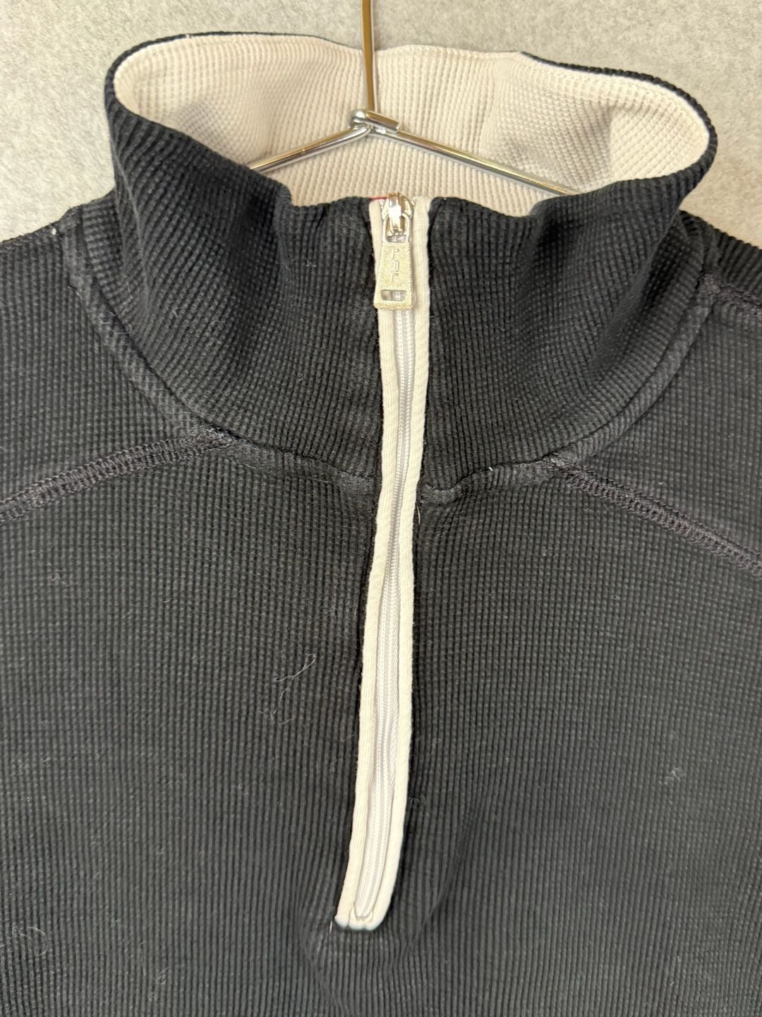 Lauren Ralph Lauren Black Ribbed Thermal Quarter Zip Pullover With Contrast Trim 12