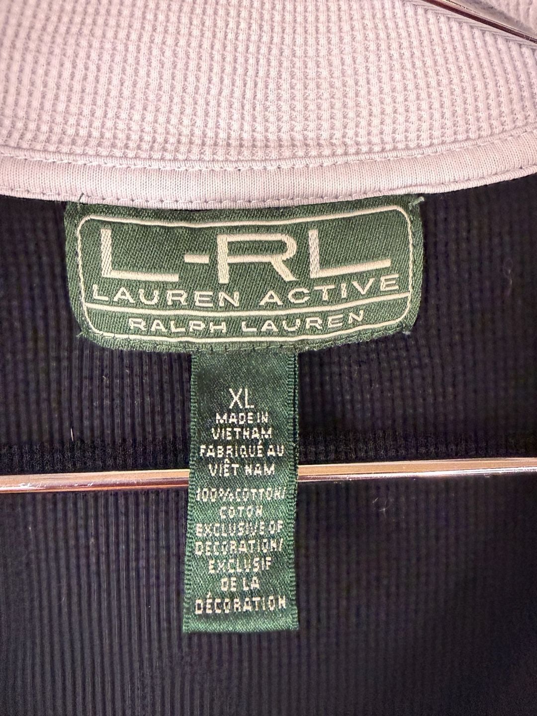 Lauren Ralph Lauren Black Ribbed Thermal Quarter Zip Pullover With Contrast Trim 18