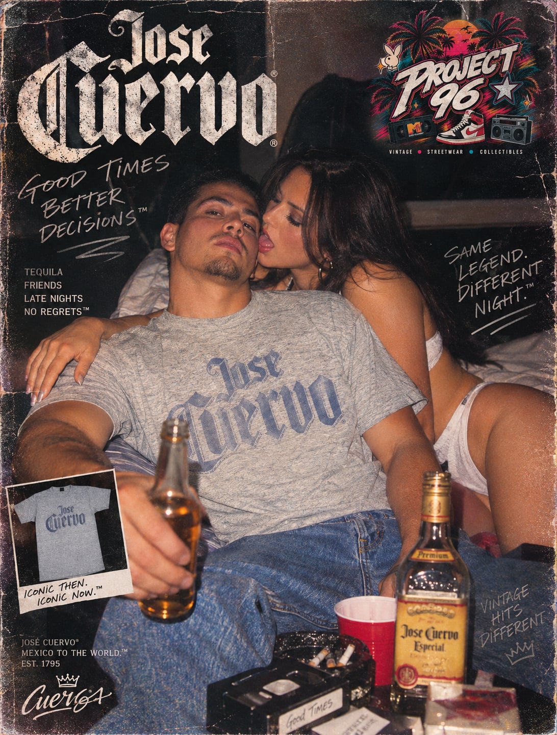 Jose Cuervo Heather Gray Logo Graphic T-Shirt Size S 2