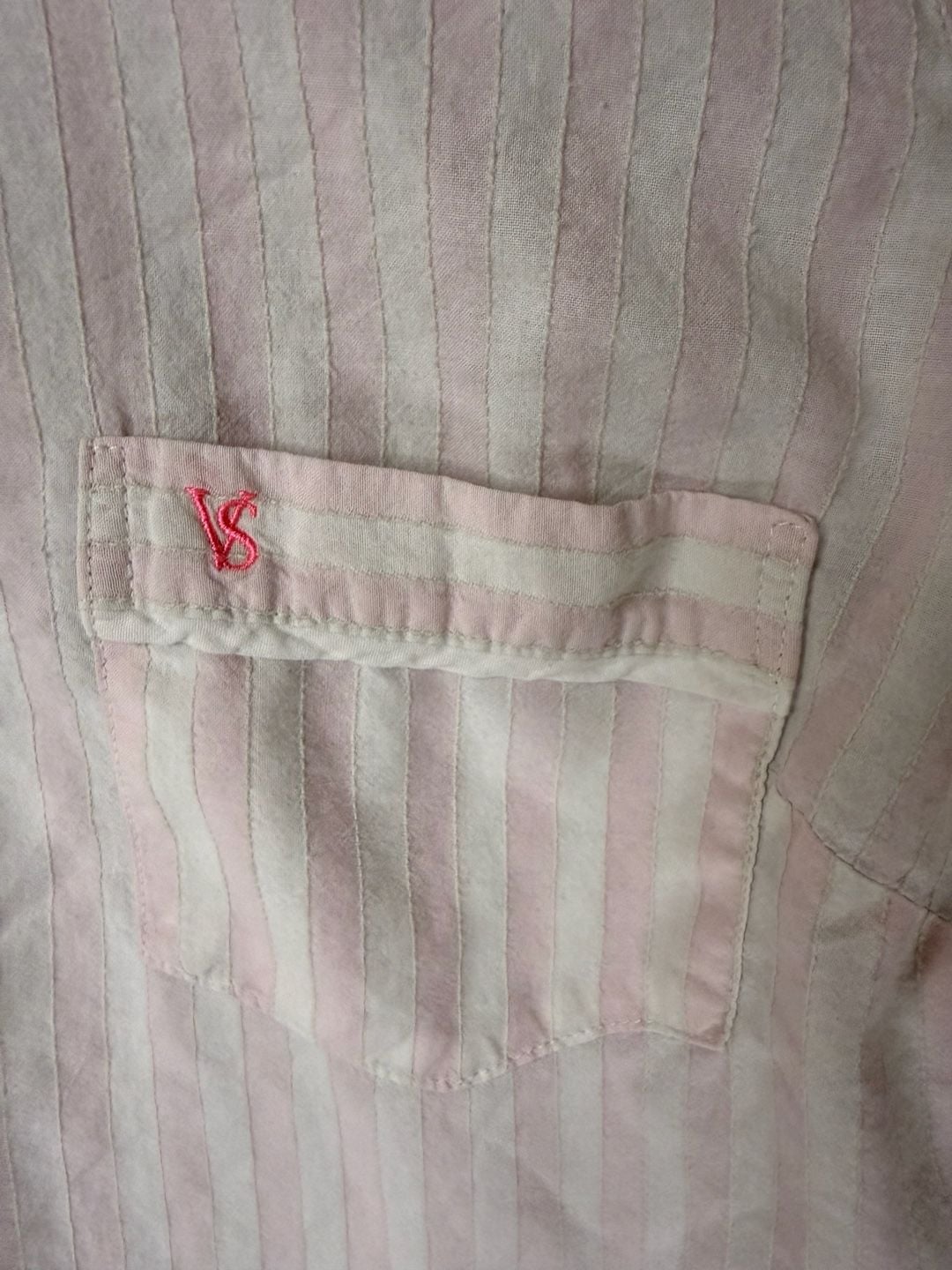 Victoria's Secret Pink and White Striped Long Sleeve Button-Up Shirt Blouse 3