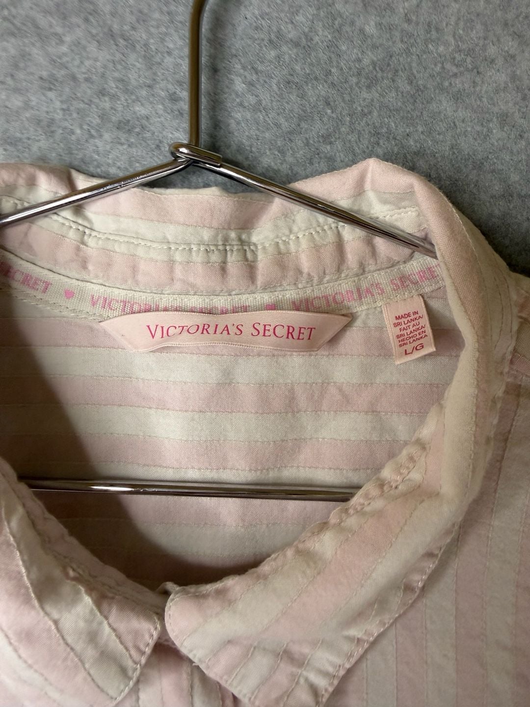 Victoria's Secret Pink and White Striped Long Sleeve Button-Up Shirt Blouse 4