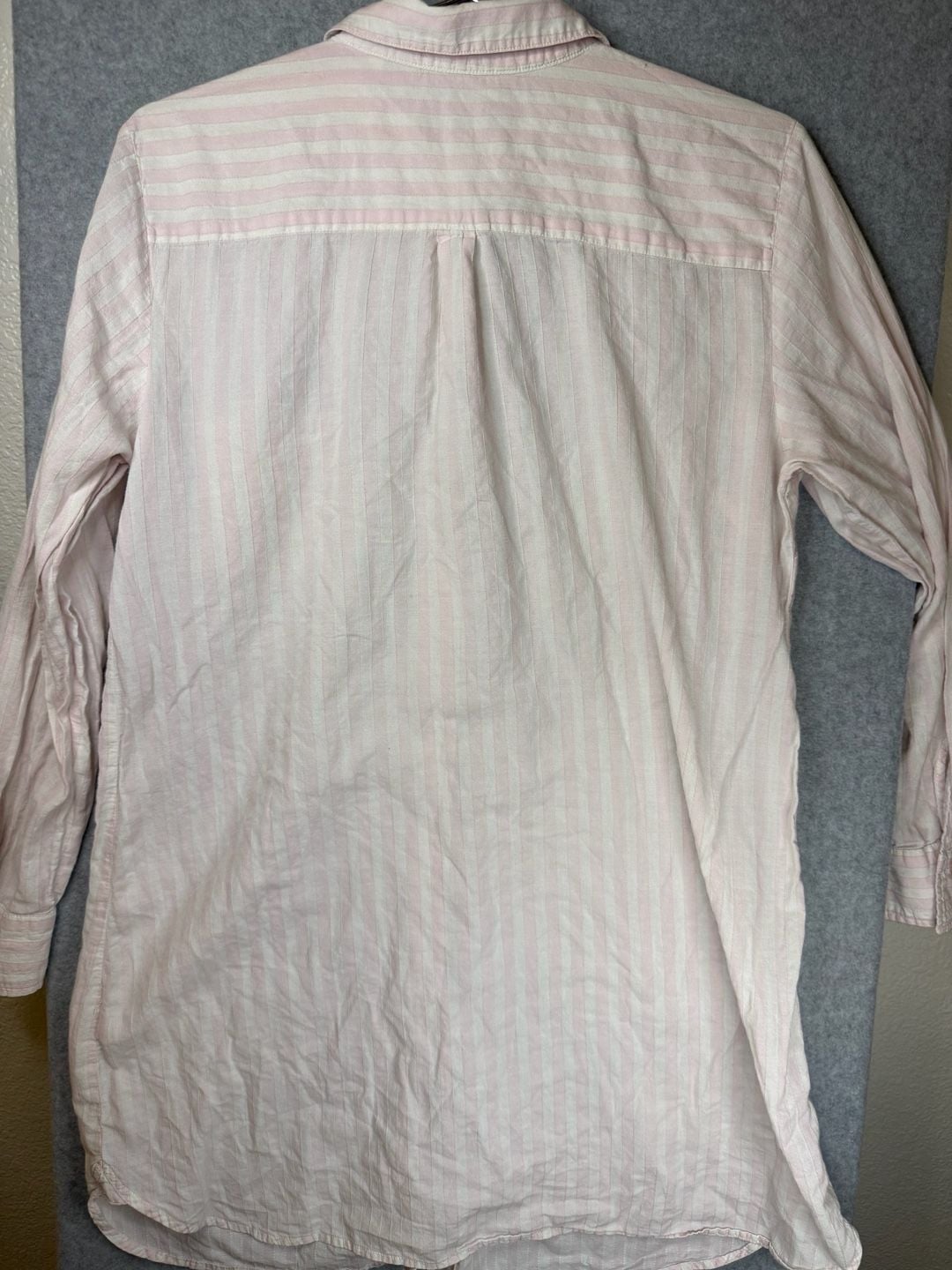 Victoria's Secret Pink and White Striped Long Sleeve Button-Up Shirt Blouse 8