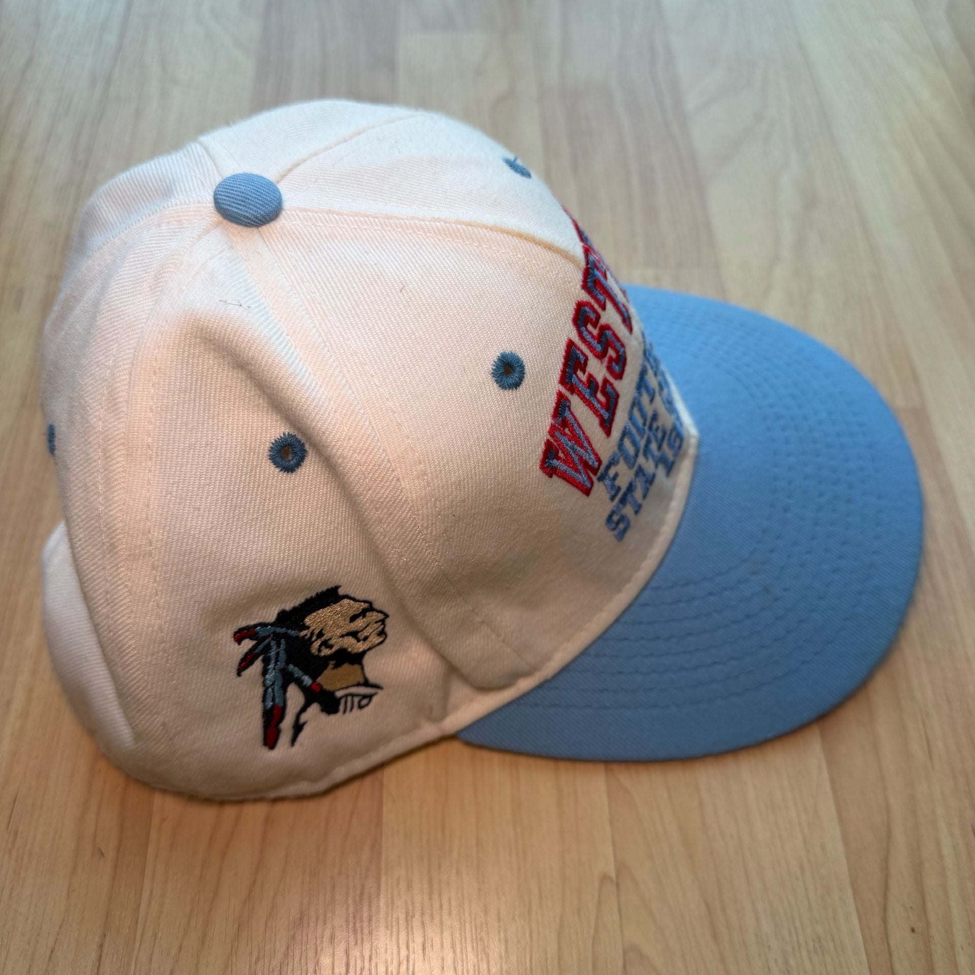 Vintage Western Warriors Michigan Football 1996 Snapback Hat Blue White 6