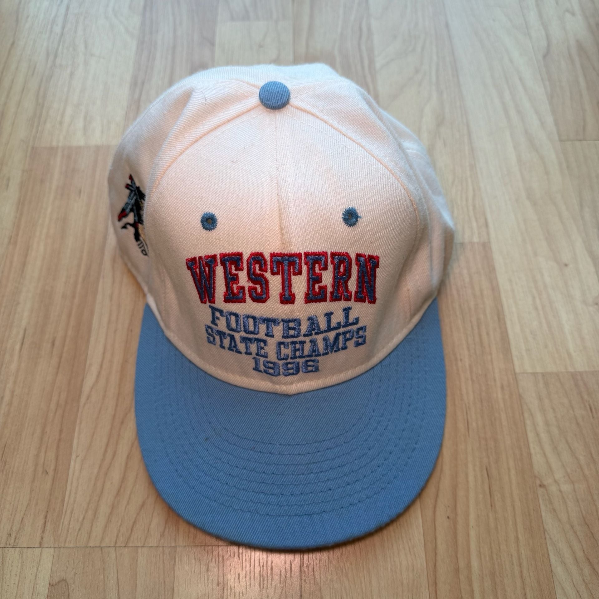 Vintage Western Warriors Michigan Football 1996 Snapback Hat Blue White 7