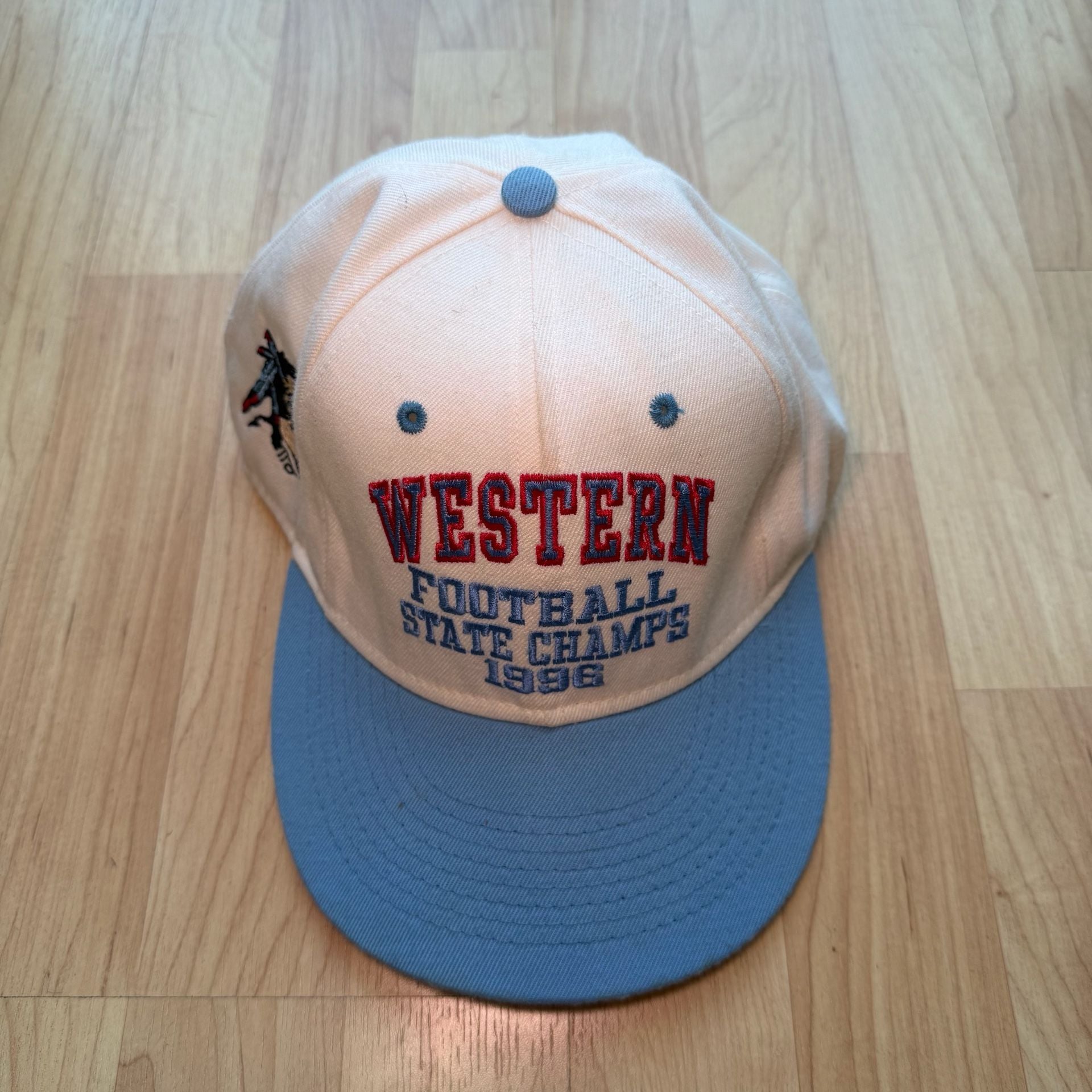 Vintage Western Warriors Michigan Football 1996 Snapback Hat Blue White 8