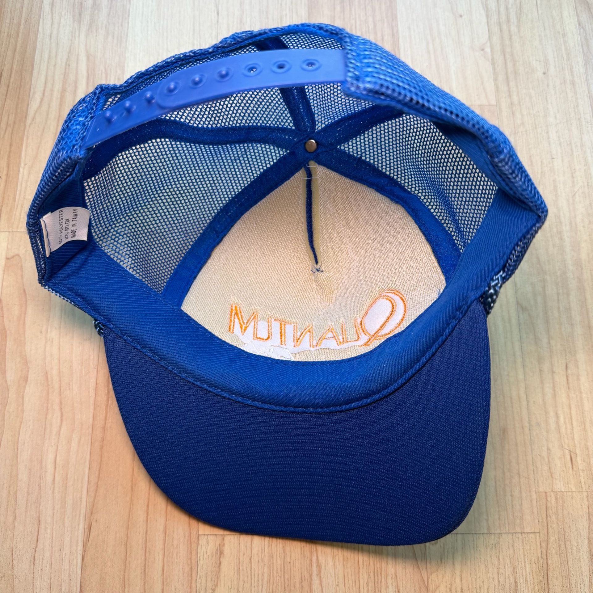 Vintage 80s Quantum Fishing Team Trucker Hat Snapback Blue Gold Cap 5