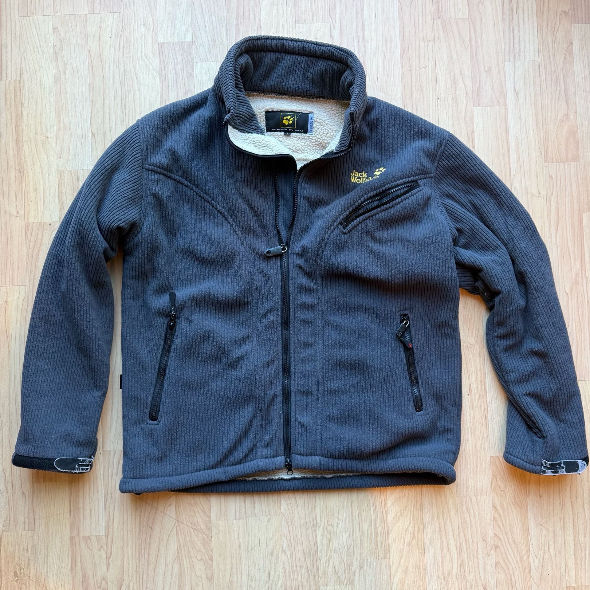 Jack Wolfskin Gray Blue Corduroy Heavy Sherpa-Lined Fleece Jacket Size L 2