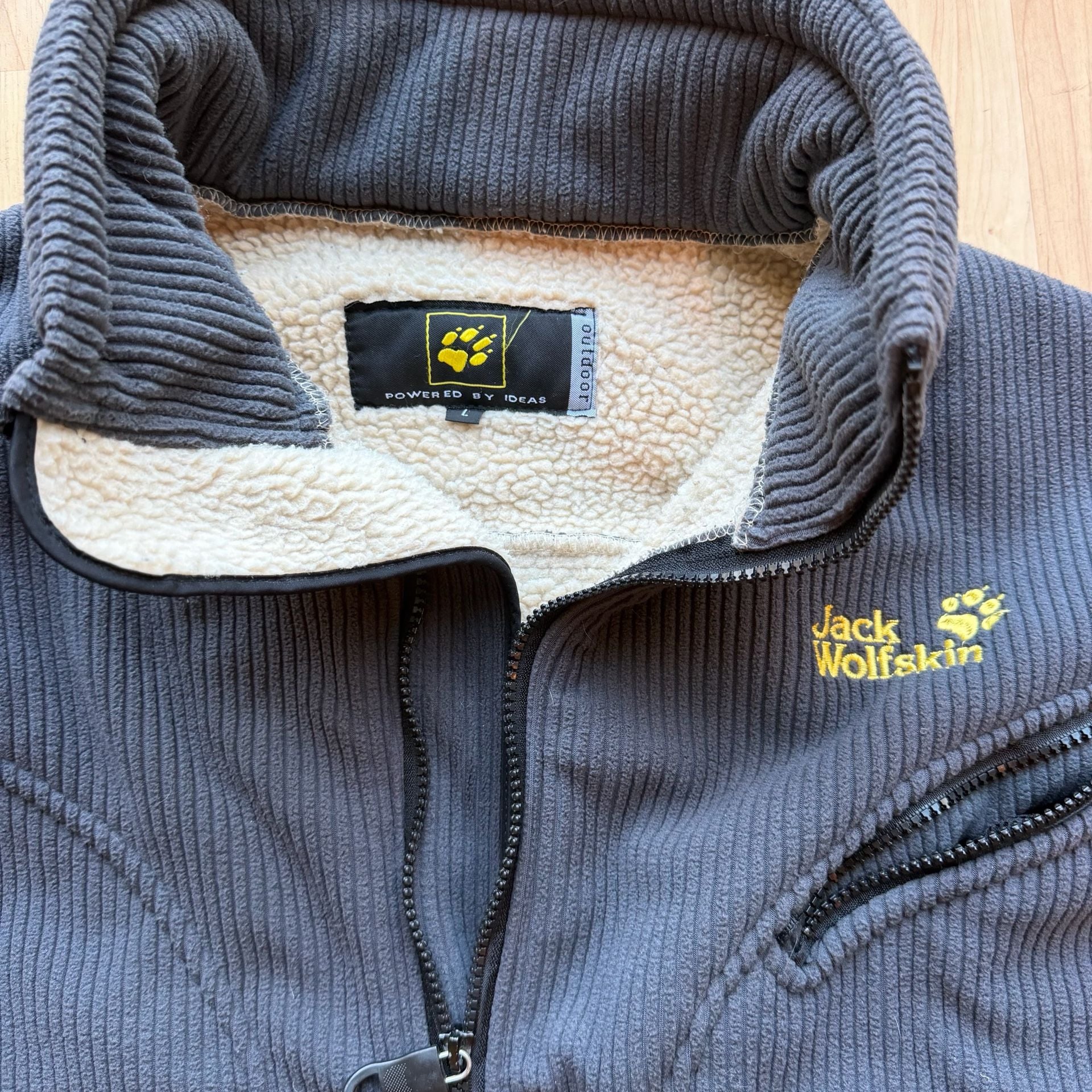 Jack Wolfskin Gray Blue Corduroy Heavy Sherpa-Lined Fleece Jacket Size L 4