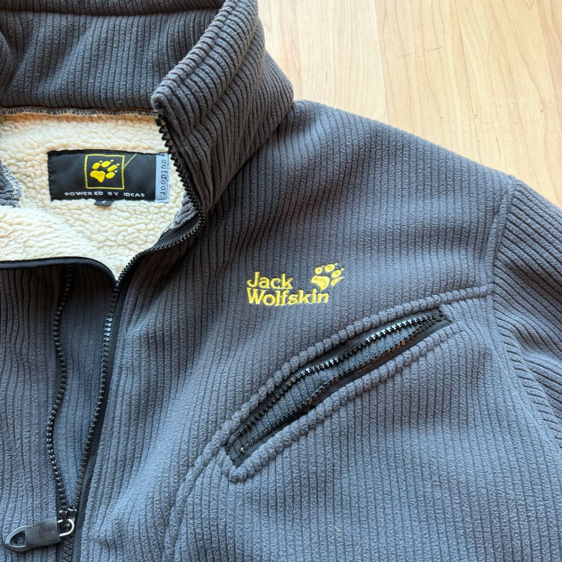 Jack Wolfskin Gray Blue Corduroy Heavy Sherpa-Lined Fleece Jacket Size L 8