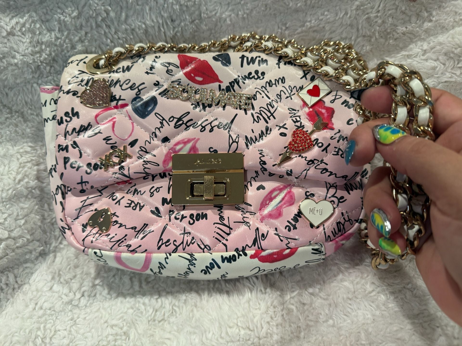ALDO “I’m Not YourSoulmate.” Lovenote 💓 Quilted Crossbody purse 3