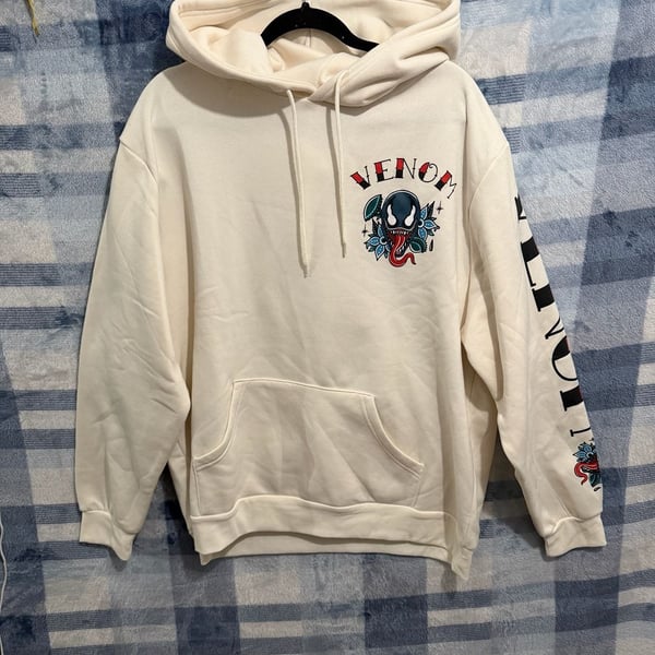 Marvel Venom The Lethal Protector Tattoo Graphic Cream Hoodie 2X