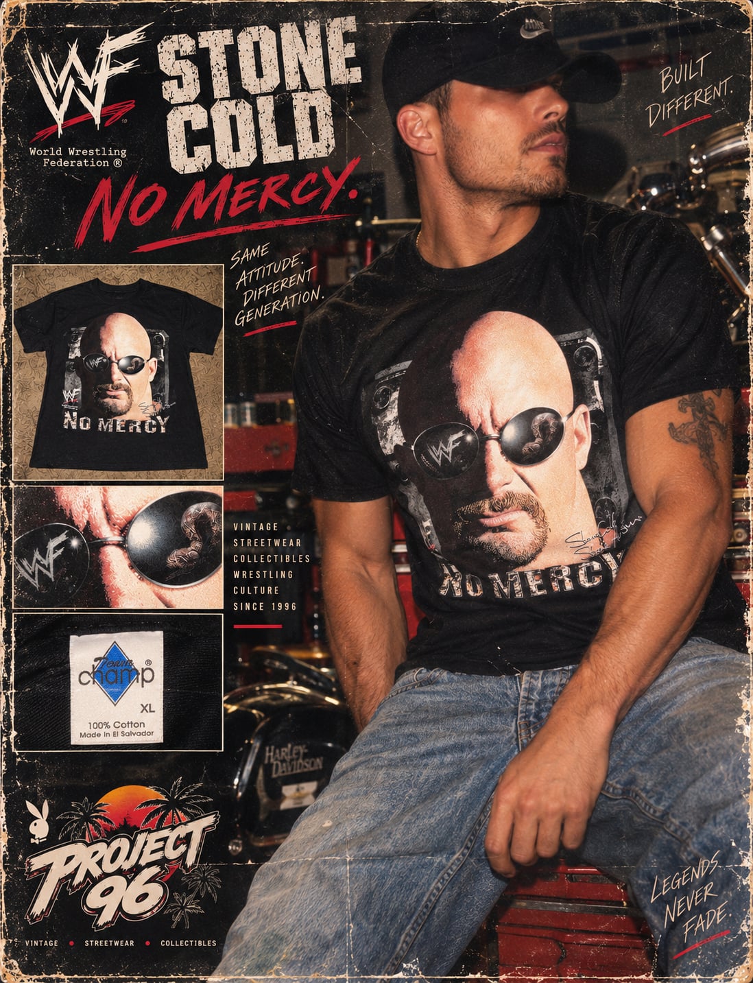 Vintage 1999 WWF Stone Cold Steve Austin No Mercy T-Shirt XL 2