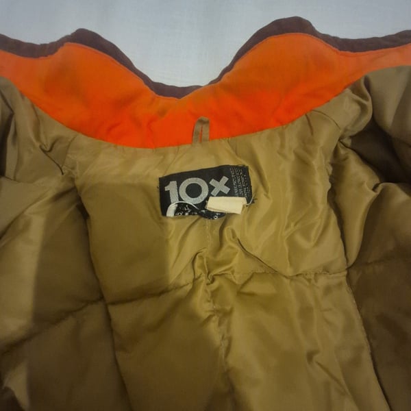 Vintage 10X Orange Down Puffer Hunting Jacket Prime Northern Goose Down