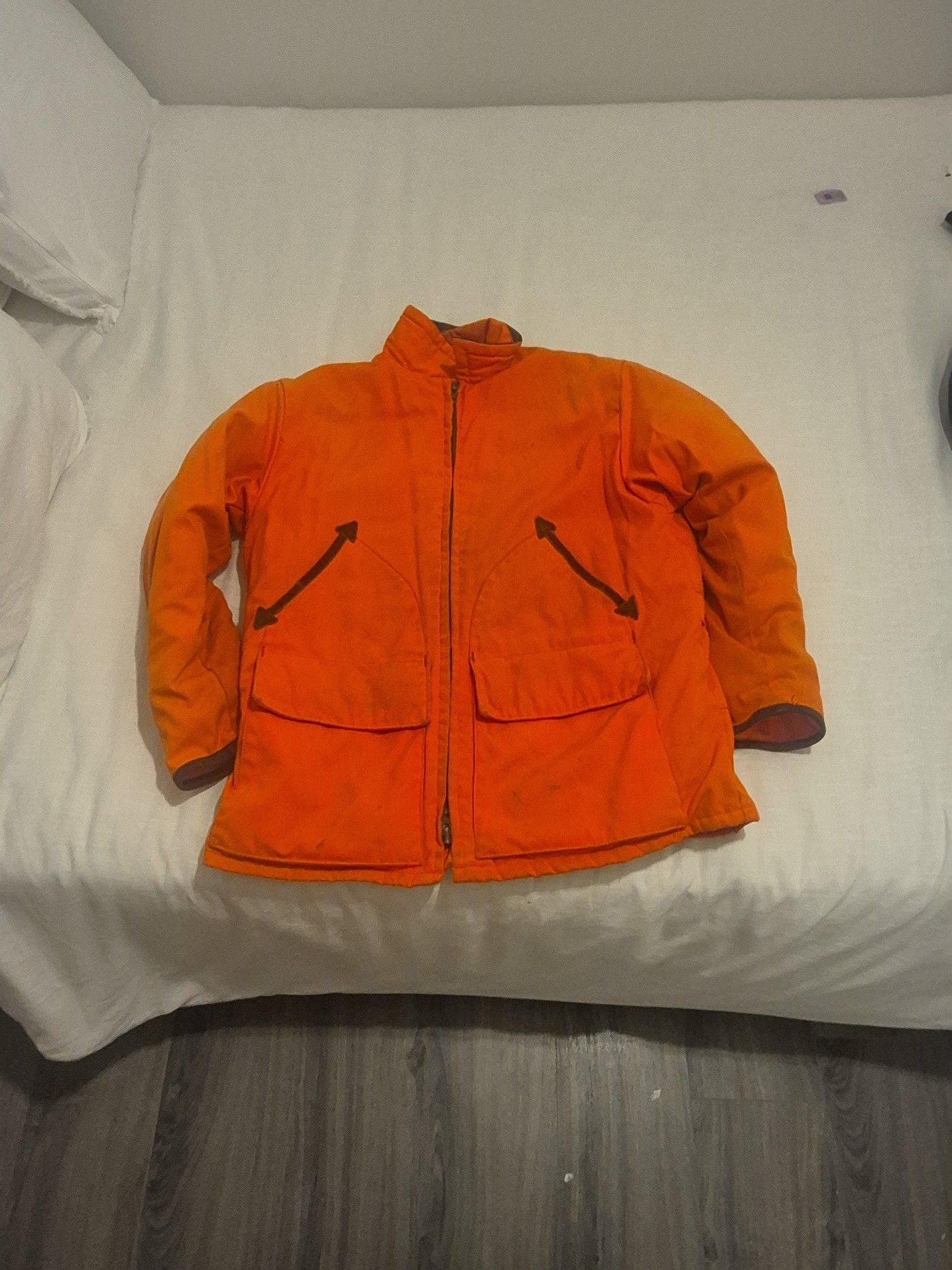 Vintage 10X Orange Down Puffer Hunting Jacket Prime Northern Goose Down 7
