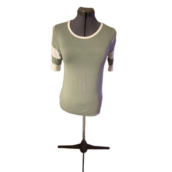 Sweet Tea by Pink Rose Sage Frost Color Block Short Sleeve Top