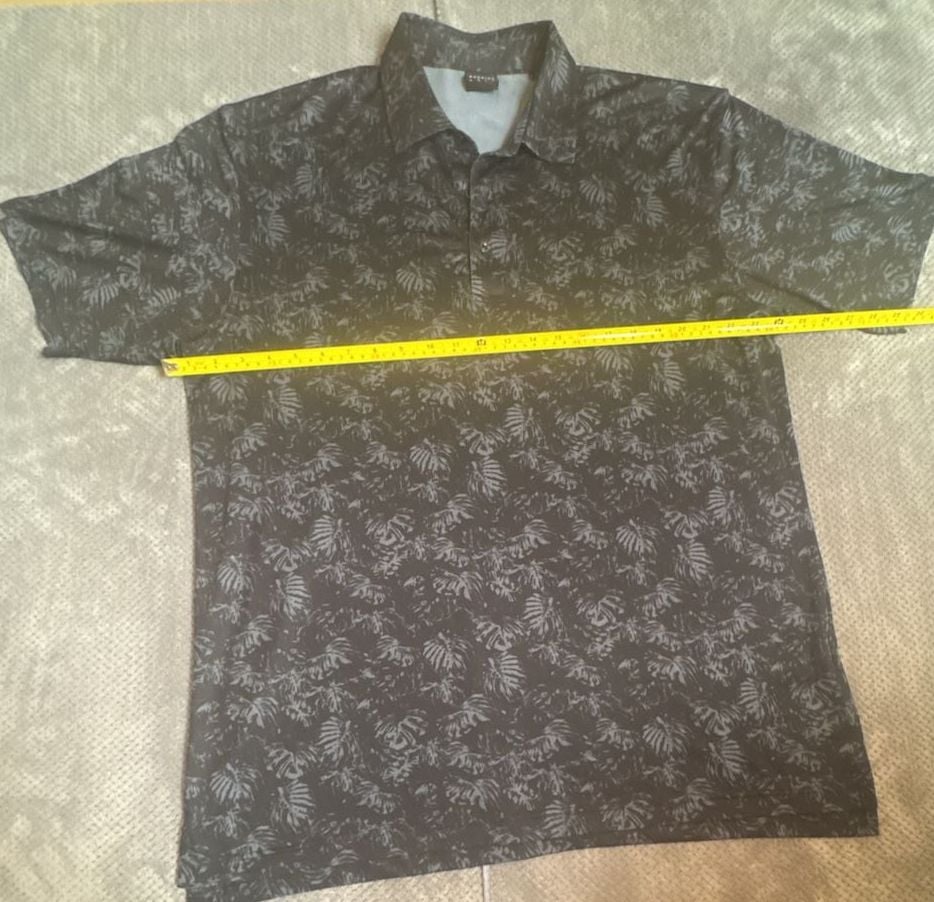 Dunning Golf Performance Polo Shirt Men's XL Black Tropical Leaf Print. 1211 3