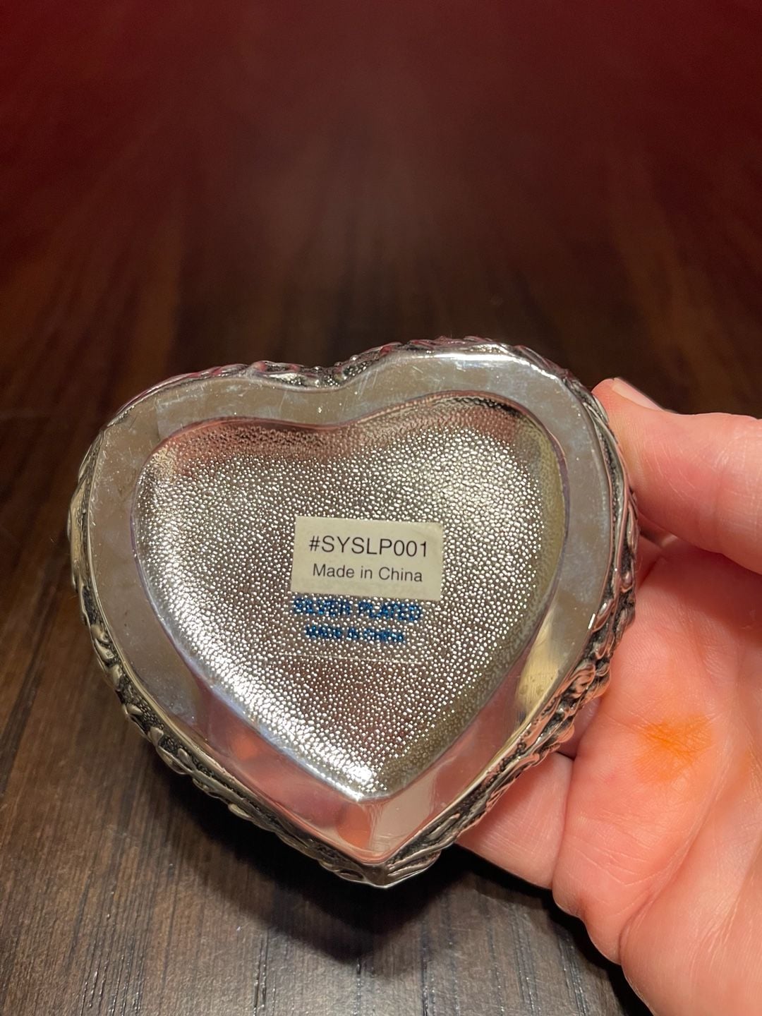 Vntg Silver Plated Heart-Shaped Trinket Box w/ Velvet Lining & Filigree Design 8