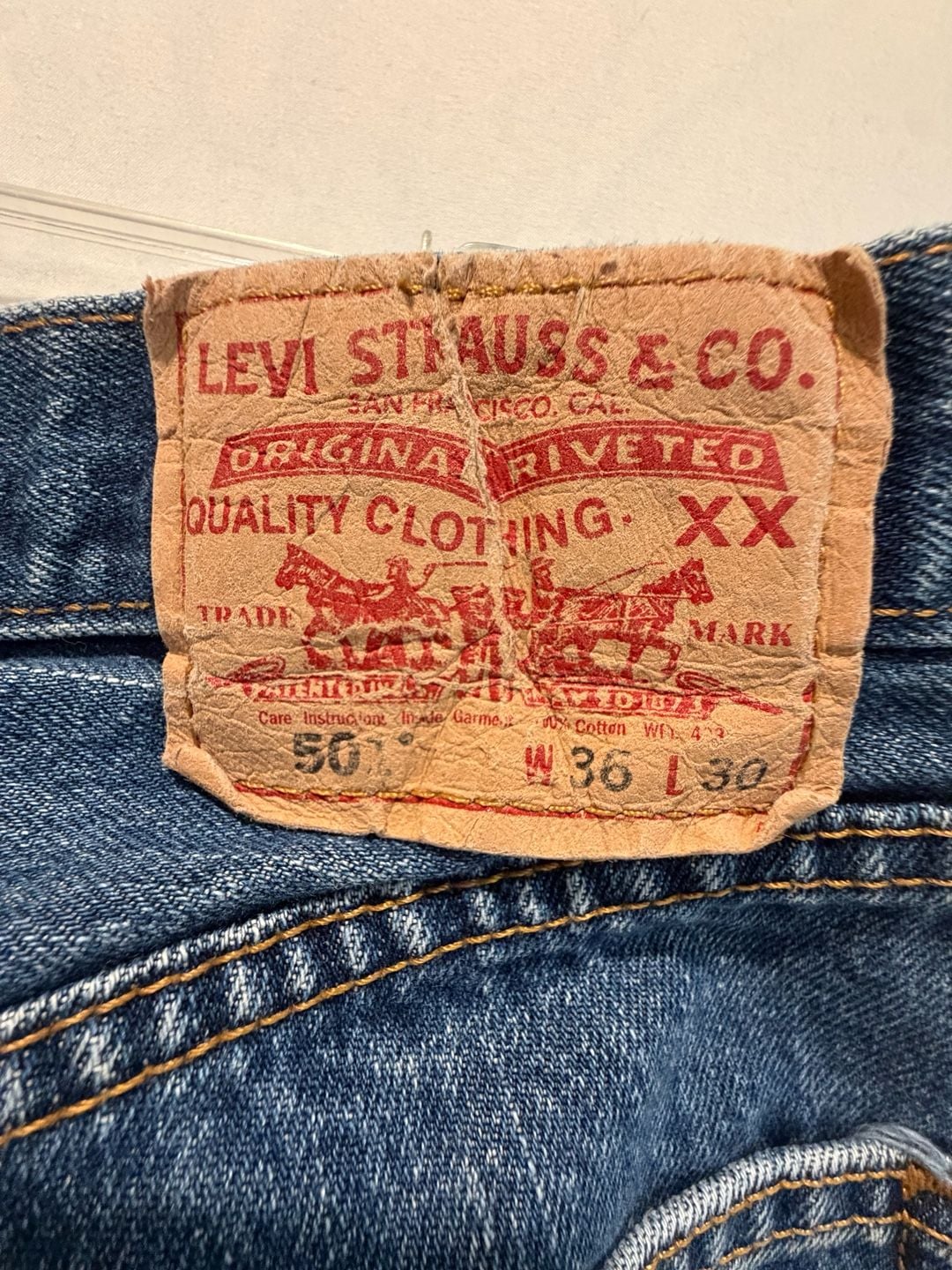 Vintage Levi's 501 Button Fly Straight Leg Denim Jeans size W36 L30 3