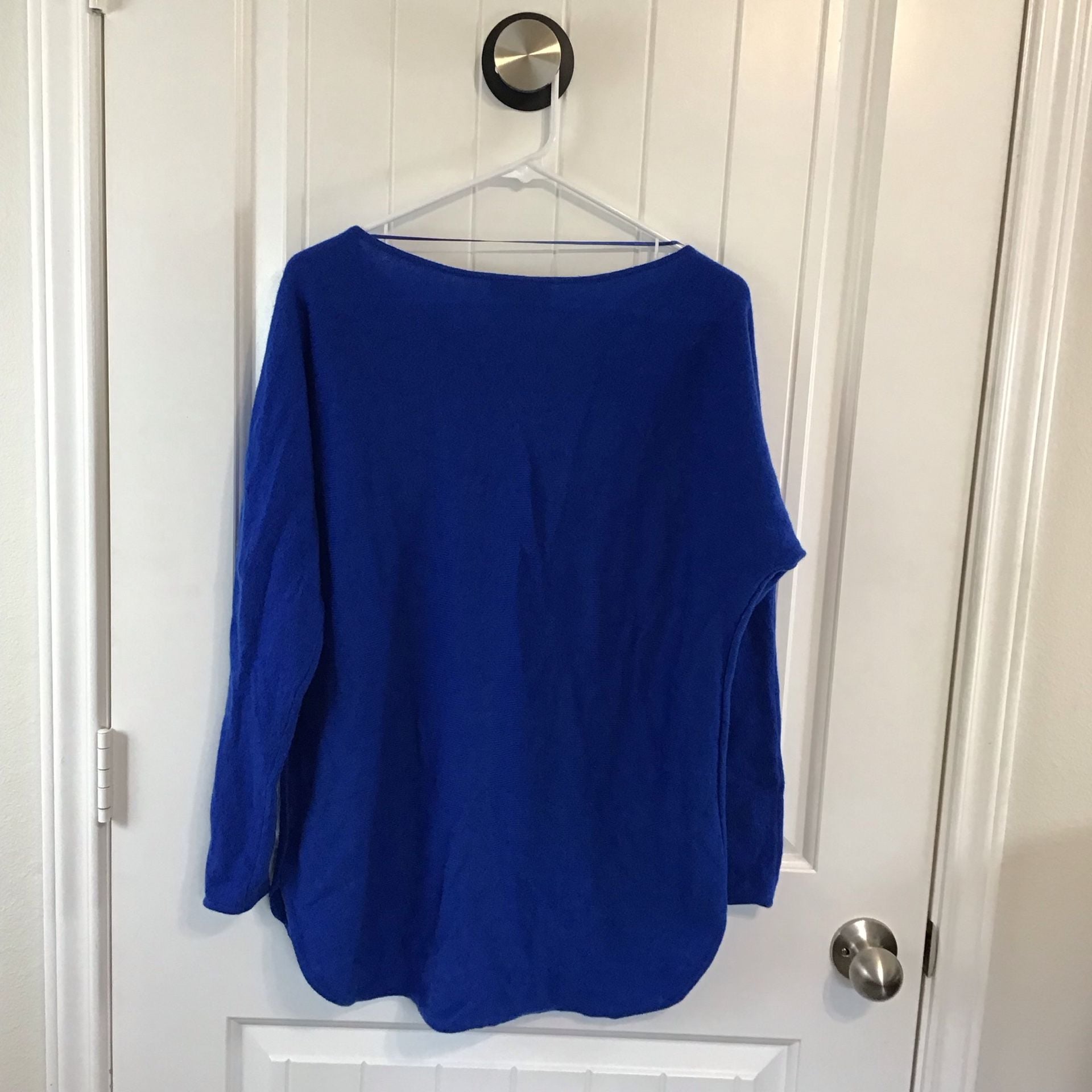 Charter Club Luxury 100% Cashmere Oversized Boatneck Sweater Large Royal Blue 4