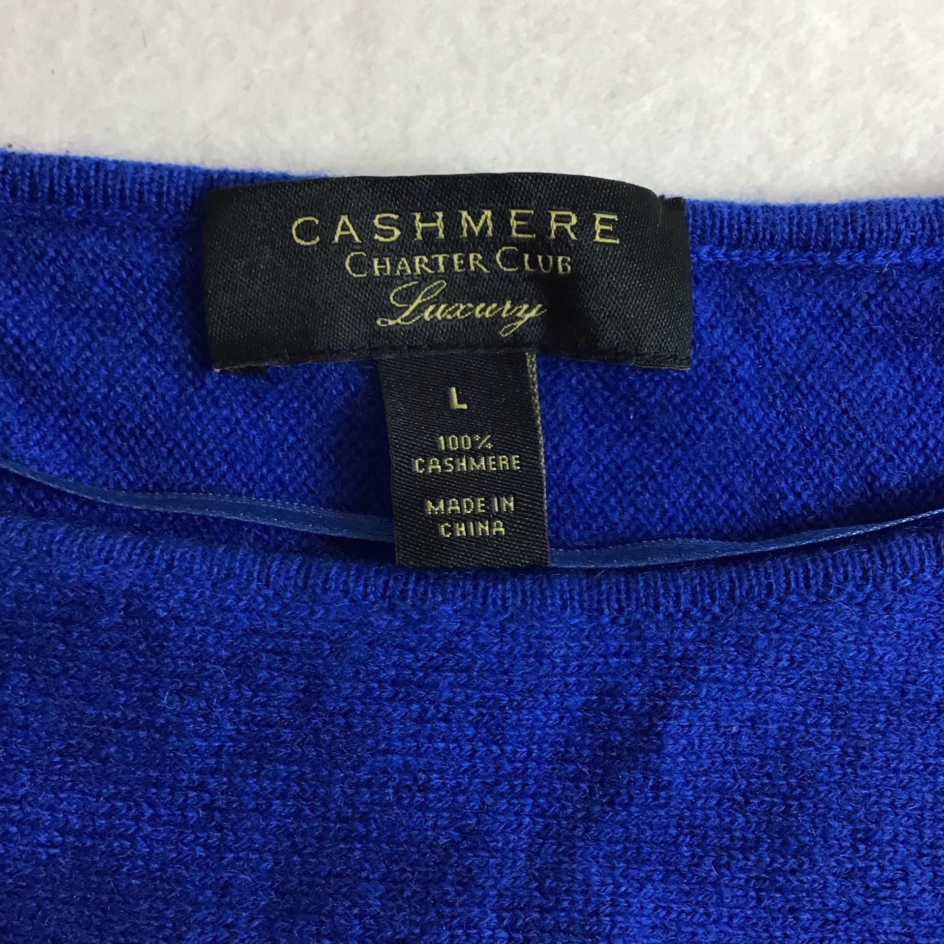 Charter Club Luxury 100% Cashmere Oversized Boatneck Sweater Large Royal Blue 5