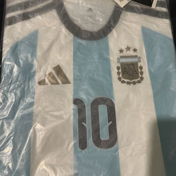 Adidas Argentina AFA Home Jersey 10 Lionel Messi White Ice Blue Size L