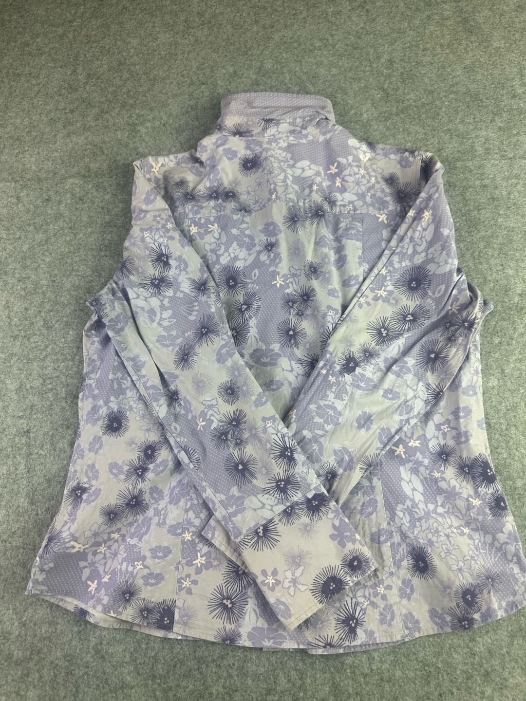 Ann Taylor Purple Floral Starburst Button Down Shirt Size 12 3