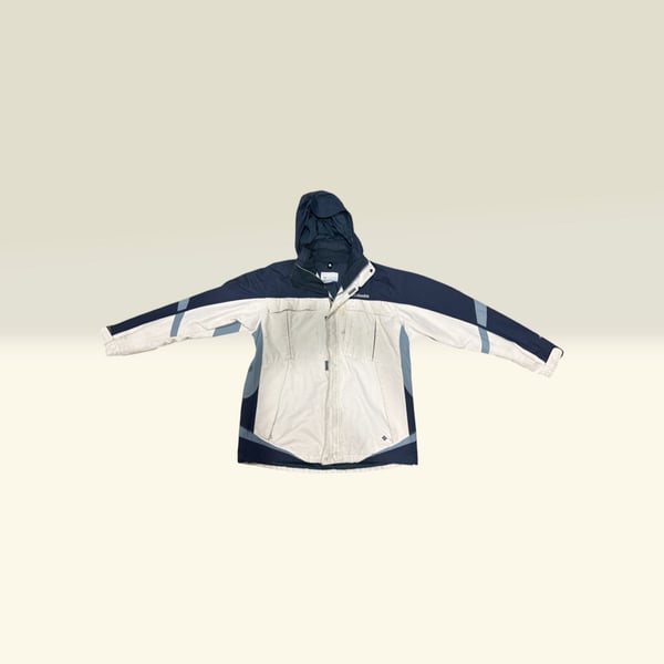 Vintage Columbia Interchange Ski Jacket White Blue Navy Large